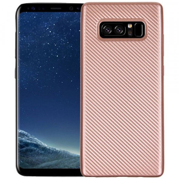 Wholesale Galaxy Note 8 Carbon Fiber Design TPU Case (Rose Gold)